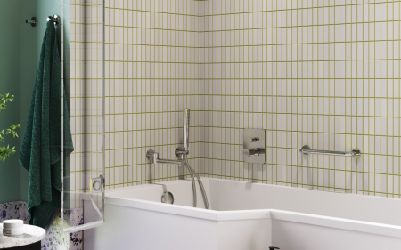 Set de dus incastrat FDesign Meandro, cu pipa cada pivotanta, crom lucios [1]