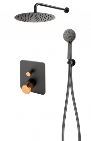 Sisteme de dus incastrate - Set de dus incastrat FDesign Ardesia, negru mat/rose gold lucios