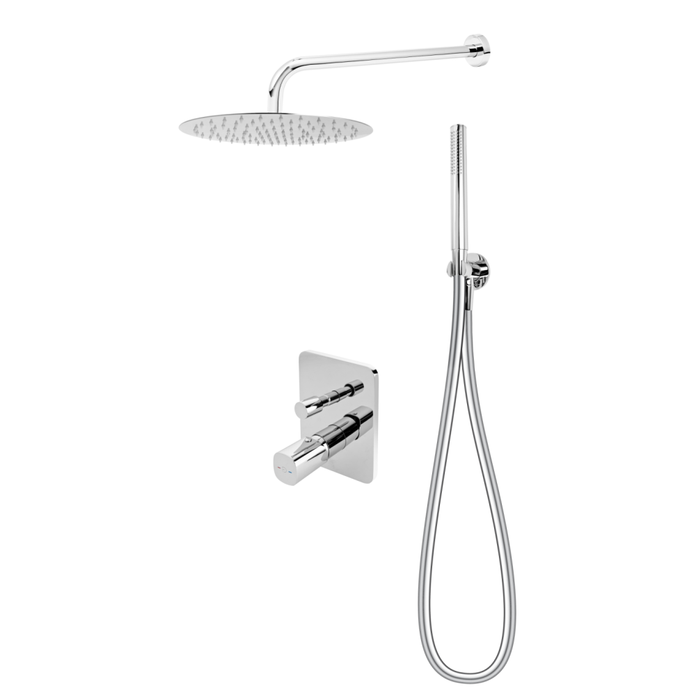 Sisteme de dus incastrate - Set de dus incastrat FDesign Meandro, cu palarie rotunda, crom lucios