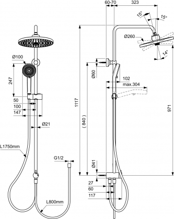 Coloana de dus Ideal Standard Ceraflow 25+ crom lucios [6]