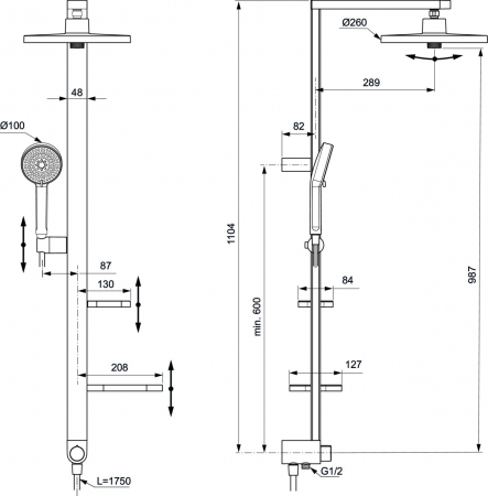 Coloana de dus Ideal Standard Alu+ rose mat [7]