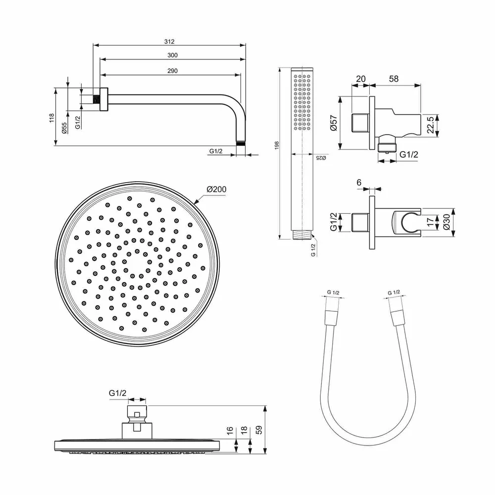 Sistem de dus incastrat, corp incastrat inclus, Ideal Standard Ceraline [9]
