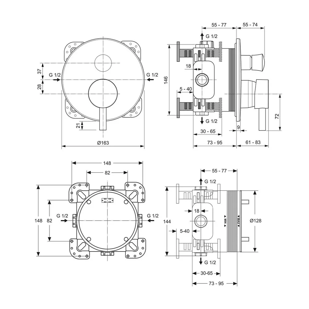 Sistem de dus incastrat, corp incastrat inclus, Ideal Standard Ceraline [10]