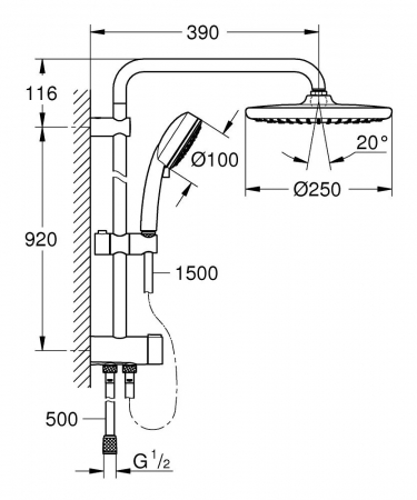 Coloana de dus cu comutator, culoare crom, Grohe New Tempesta Cosmopolitan [3]