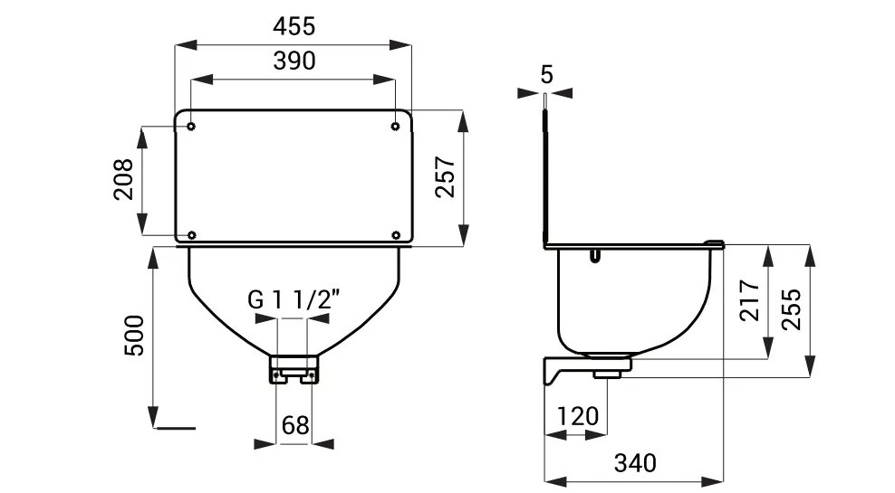 Chiuveta spalator suspendată 45x34 cm, oțel inoxidabil mat SLVN 04 [1]