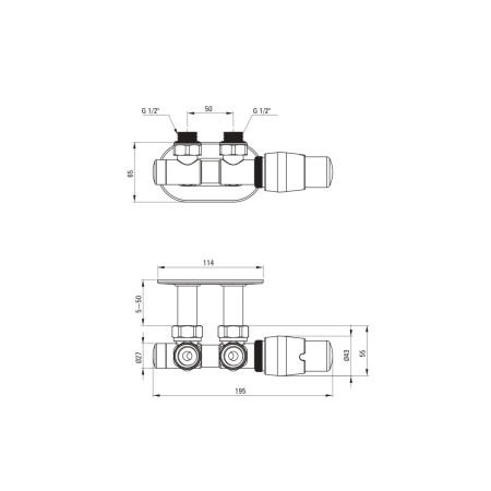 Supapă termostatica, inox mat, pentru calorifer baie, dreapta, Deante [1]