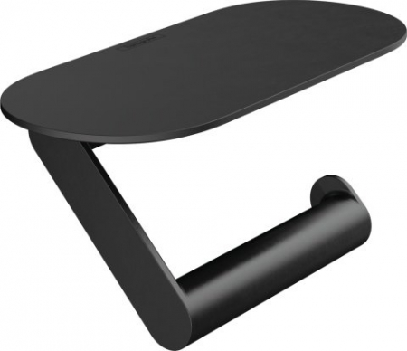 Accesorii toaleta - Suport hartie igienica cu polita, negru mat, Hansgrohe WallStoris