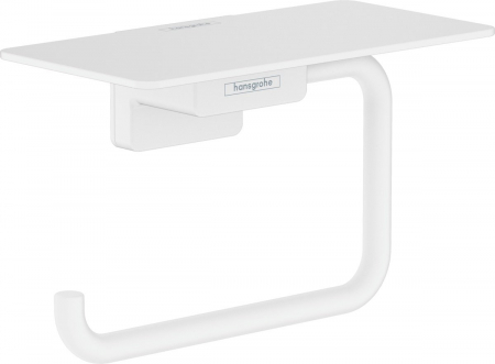 Accesorii toaleta - Suport hartie igienica cu polita, culoare alb mat Hansgrohe AddStoris 41772700