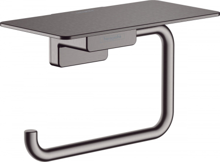 Accesorii toaleta - Suport hartie igienica cu polita, culoare negru periat Hansgrohe AddStoris 41772340