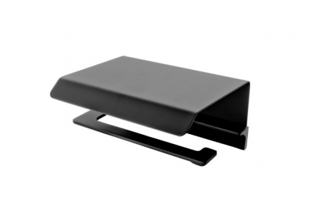 Accesorii toaleta - Suport hartie igienica FDesign Piazza cu polita, negru mat