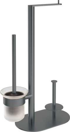 Accesorii toaleta - Suport perie wc multifunctional gun metal gri, Deante Round