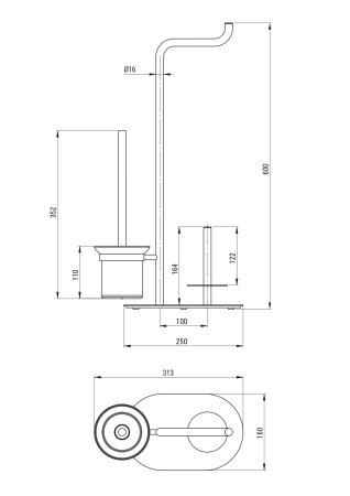 Perie wc cu suport hartie igienica 3 in 1, alb mat, Deante Silia [1]