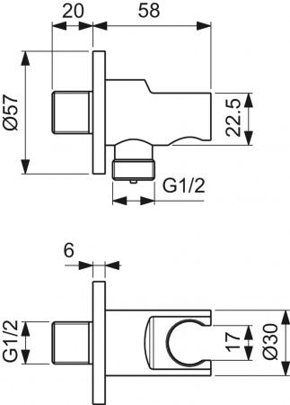 Cot racord furtun cu suport para dus Ideal Standard Multisuite crom lucios [3]