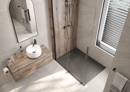 Oglinda suspendata, in rama aluminiu, grafit mat, 50x100 cm, Deante Silia [4]