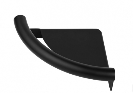 Baie - Suport perete baie montat pe colt cu raft, negru mat, Deante Vital