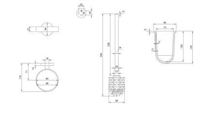 Suport perie wc 353x118 mm, auriu periat, Villeroy & Boch Elements-Tender [1]