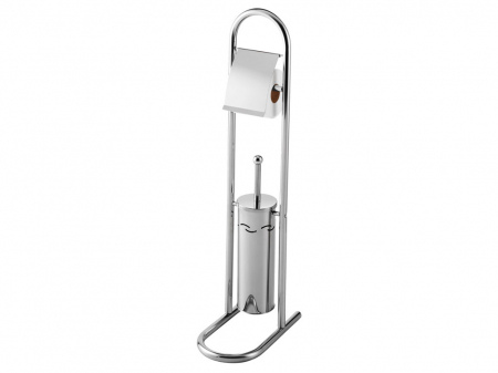Accesorii toaleta - Suport perie wc multifunctional crom lucios, Bisk