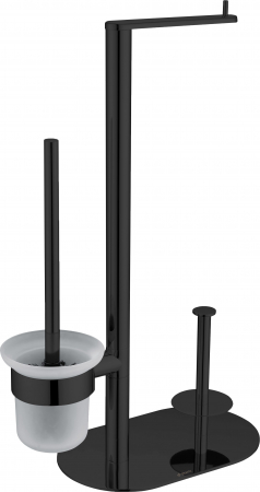 Accesorii toaleta - Suport perie wc multifunctional negru mat, Deante Round