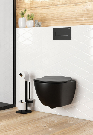 Suport perie wc multifunctional negru mat, Deante Round [1]
