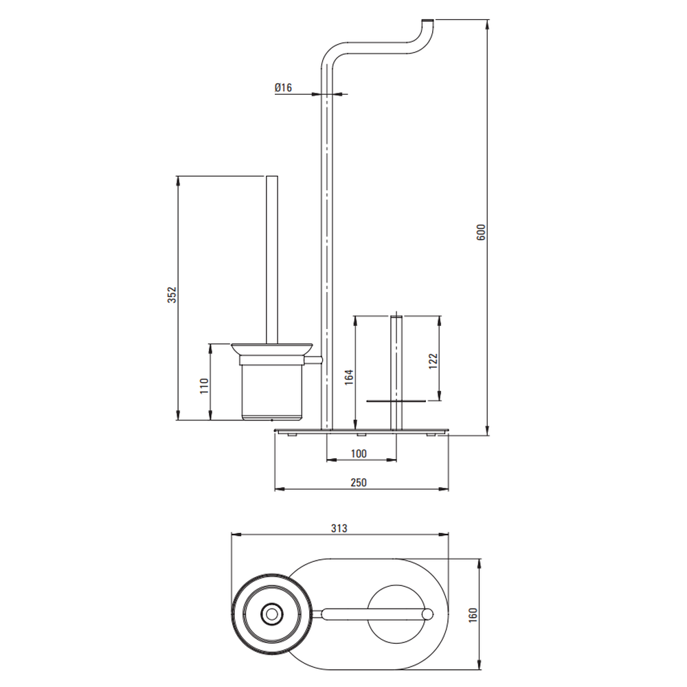 Suport perie wc multifunctional crom lucios Deante Silia [2]
