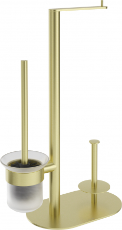 Accesorii toaleta - Suport perie wc multifunctional auriu periat, Deante Round