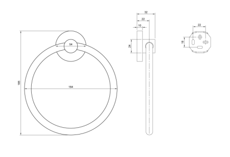 Suport prosop 164x32x185mm, rotund, auriu periat, Villeroy & Boch Elements - Tender [2]
