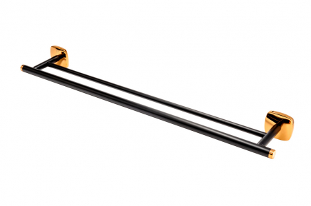 Suport prosop baie dublu FDesign Merida, 60 cm, negru mat/rose gold lucios [2]