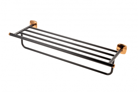 Suport prosop baie FDesign Merida, 58 cm, negru mat/rose gold lucios [2]