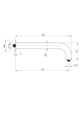 Brat de dus, fix, 380 mm, bronz periat, Deante Silia [1]