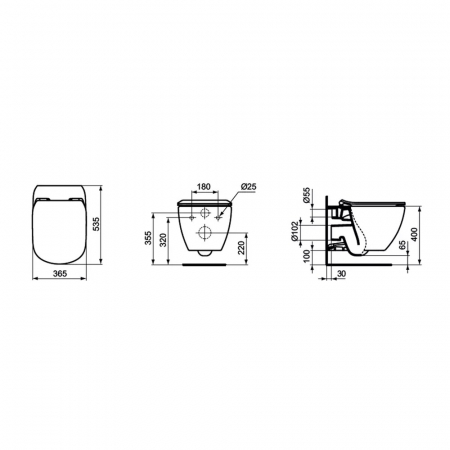 Set vas wc suspendat Ideal Standard Tesi AquaBlade cu capac soft close, rezervor incastrat si clapeta crom lucios [1]
