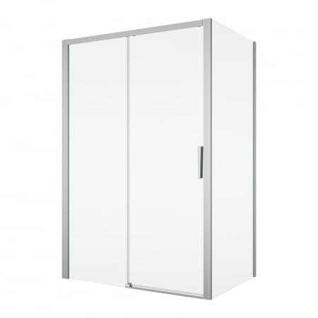 Cabine de dus simple - Cabina dus crom 100x100 cm, usa culisanta, grosime sticla 6 mm, tratament anticalcar, Ronal Divera
