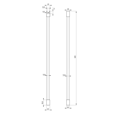 Tija de fixare in tavan, pentru cabina de dus, crom, 62 cm,  Deante Prizma [2]