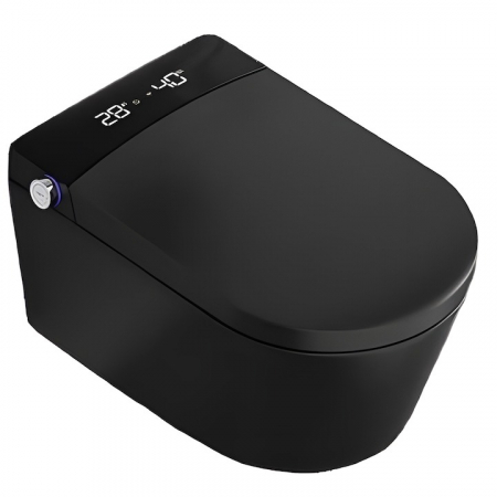 Vase WC - Toaleta inteligenta suspendata negru cu functie bideu,capac soft close inclus, incalzire colac Smart Foglia