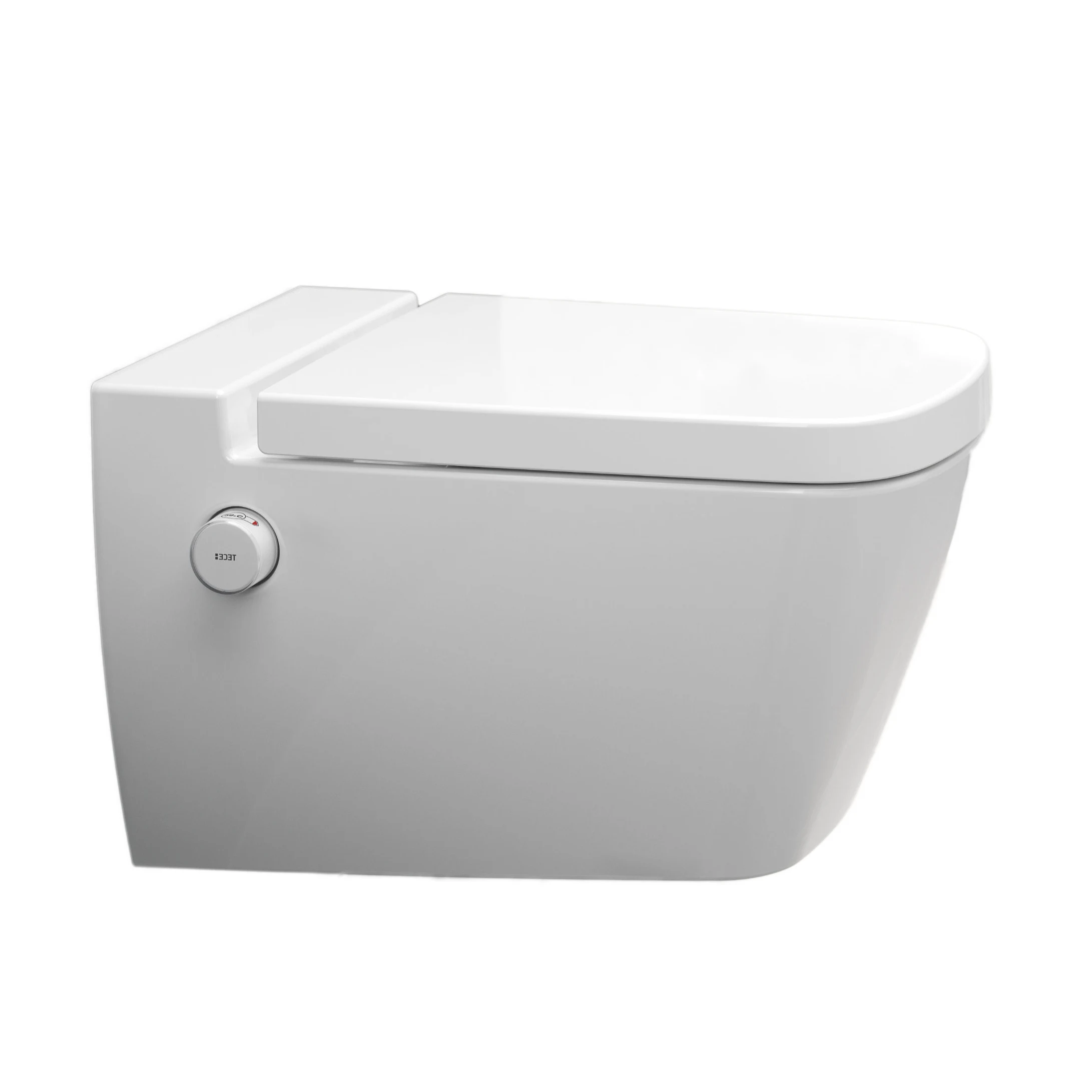 Vase WC cu functie de bideu - Toaletă suspendată TECEone cu funcție de bideu, apă rece, Rimless, alb si capac inclus