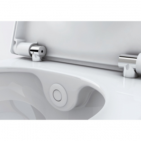 Toaletă suspendată TECEone cu funcție de bideu, apă cada/rece, Rimless, alb si capac inclus [9]