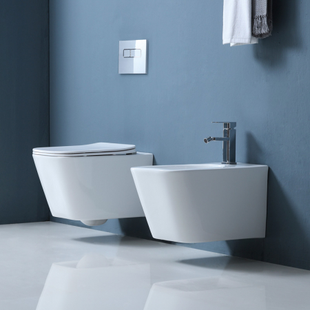 Set vas wc suspendat cu spalare Tornado Flush, capac soft close si quick release, alb, Fluminia [1]