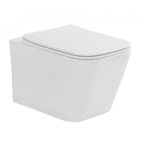 Baie - Set vas wc suspendat cu spalare Tornado Flush, capac soft close si quick release, alb, Fluminia