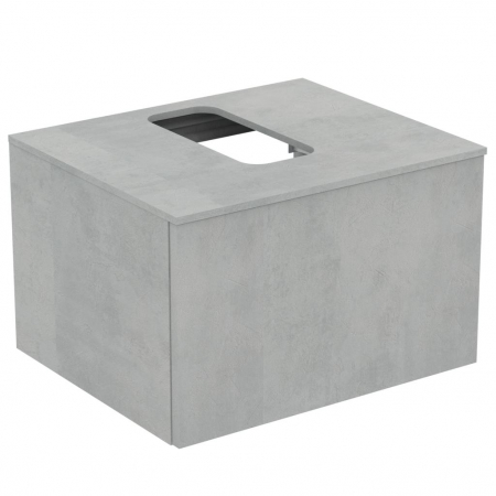 Mobilier pentru lavoar - Dulap baie suspendat Ideal Standard Adapto pentru lavoar, 60 cm, gri deschis, blat cu decupaj