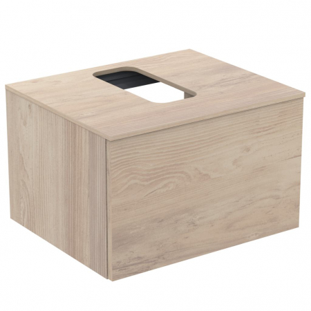 Mobilier pentru lavoar - Dulap baie suspendat Ideal Standard Adapto pentru lavoar, 60 cm, maro deschis, blat cu decupaj