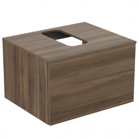 Mobilier pentru lavoar - Dulap baie suspendat Ideal Standard Adapto pentru lavoar, 60 cm, maro inchis, blat cu decupaj