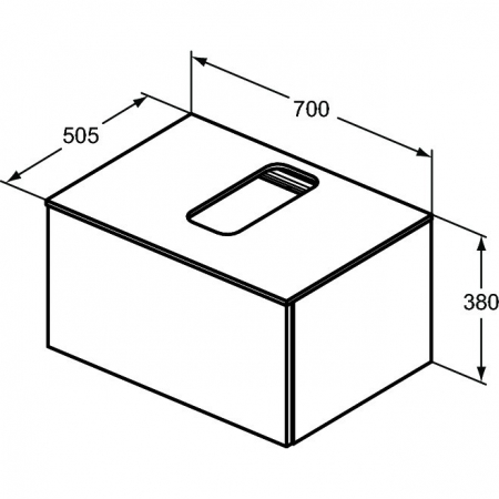 Dulap baie suspendat Ideal Standard Adapto pentru lavoar, 70 cm, gri deschis, blat cu decupaj [1]