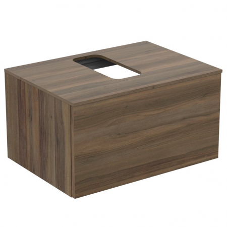Mobilier pentru lavoar - Dulap baie suspendat Ideal Standard Adapto pentru lavoar, 70 cm, maro inchis, blat cu decupaj
