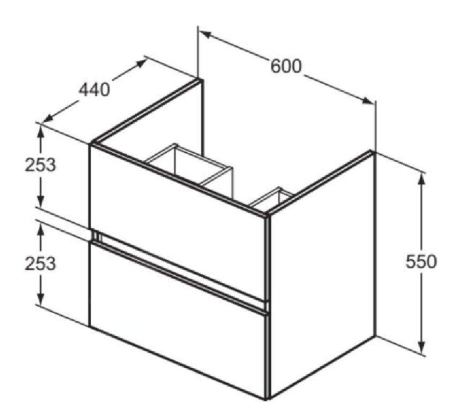 Dulap pentru lavoar, suspendat, alb lucios, 60 cm din mdf, Ideal Standard Eurovit [1]