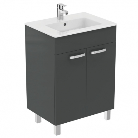 Mobilier pentru lavoar - Dulap baie cu picioare Ideal Standard Tempo pentru lavoar, 60 cm, gri lucios