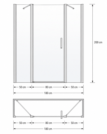 Cabina de dus cu usa batanta si 2 pereti laterali, sticla 6 mm, 1800 mm, crom lucios, Ronal Divera [2]