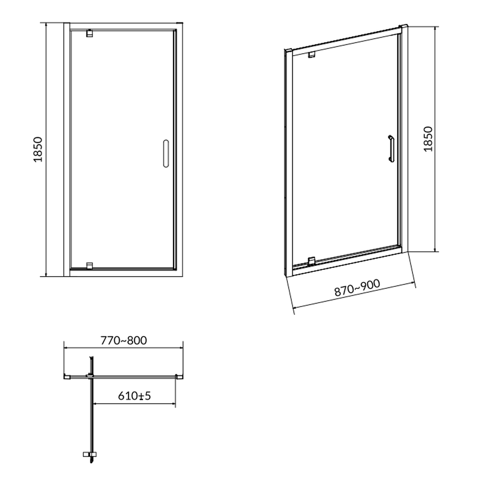 Usa sticla dus batanta 90x185 cm profil crom lucios Cersanit Basic [1]