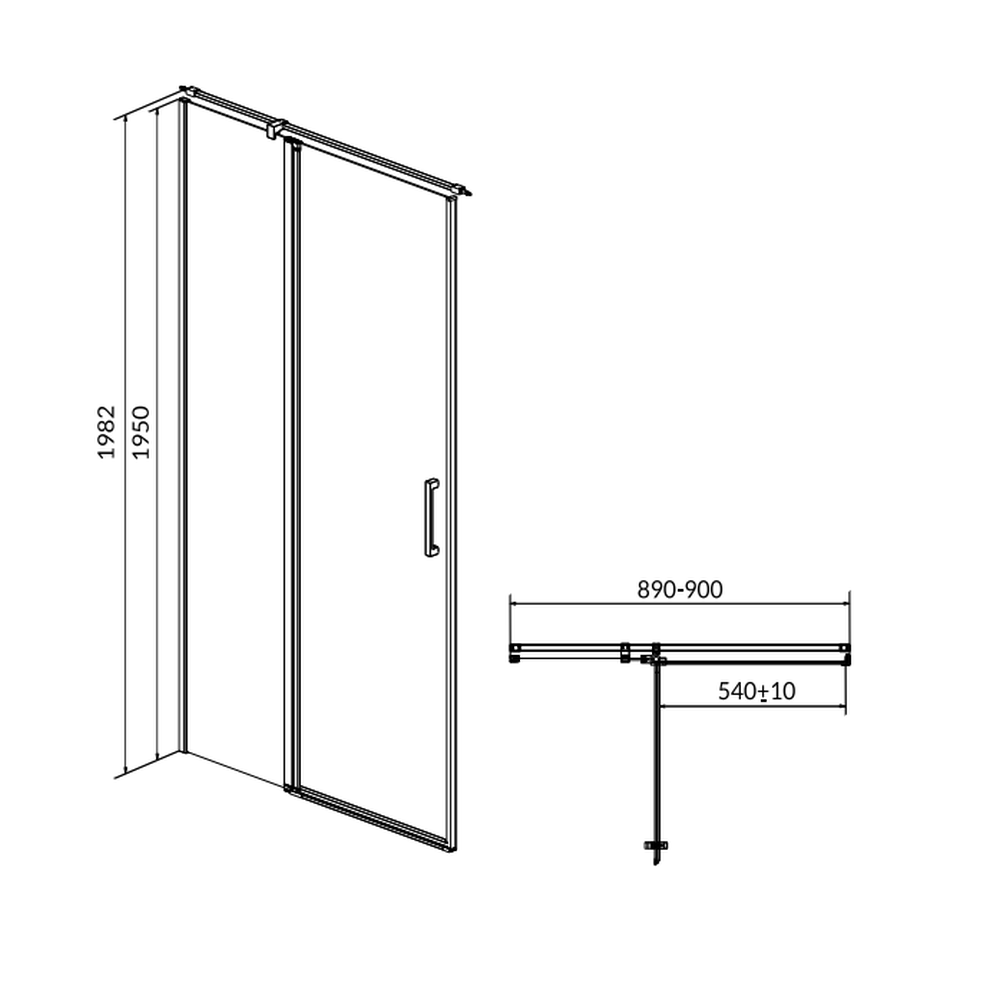 Usa sticla dus batanta 90x195 cm profil crom Cersanit Moduo, montare stanga [1]
