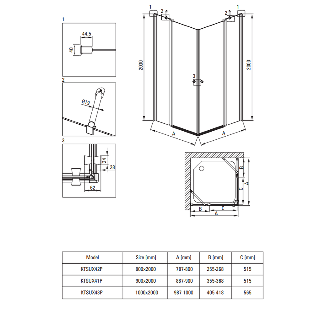 Usa sticla dus batanta 100x200 cm profil crom Deante Kerria Plus [2]