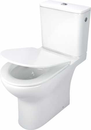 Vas wc compact, alb,  fara bordura, capac cu spăaare turbionara, Deante Jasmin [1]