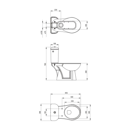 Vas wc compact, alb,  cu scurgere verticala, Deante Funkia [1]